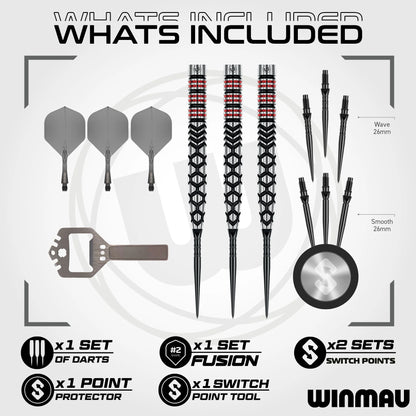 Winmau Frontier Collection - Fornax Switch Point Steel Tip Darts - Tapered 23g 90% Tungsten Alloy