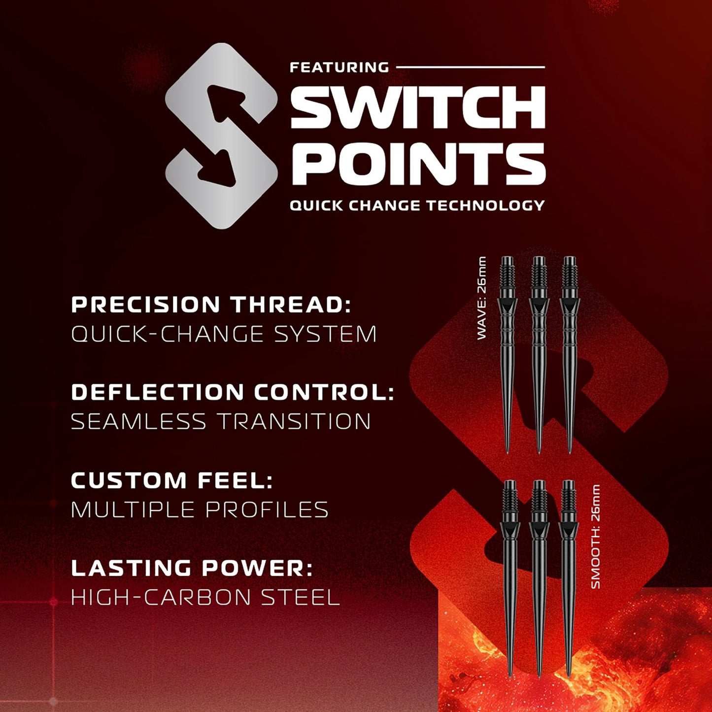 Winmau Frontier Collection - Fornax Switch Point Steel Tip Darts - Tapered 23g 90% Tungsten Alloy