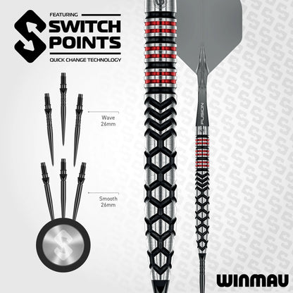 Winmau Frontier Collection - Fornax Switch Point Steel Tip Darts - Tapered 23g 90% Tungsten Alloy