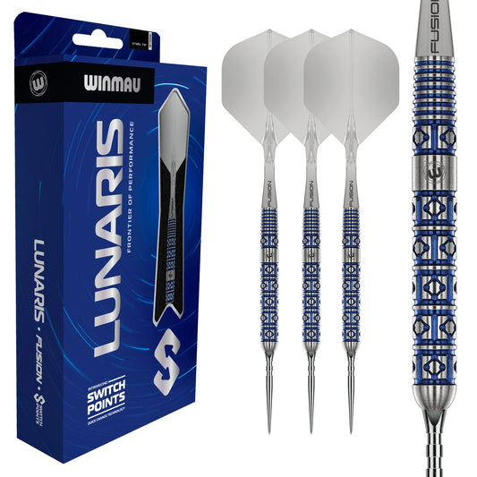 Winmau Frontier Collection - Lunaris Switch Point Steel Tip Darts - Parallel 25g 90% Tungsten Alloy