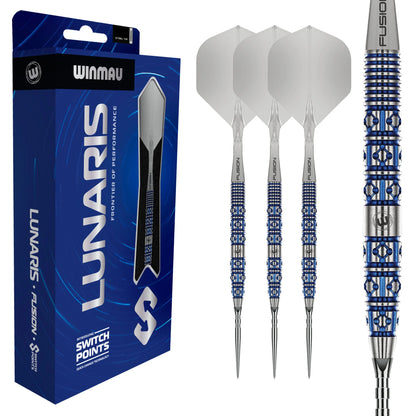 Winmau Frontier Collection - Lunaris Switch Point Steel Tip Darts - Tapered 24g 90% Tungsten Alloy