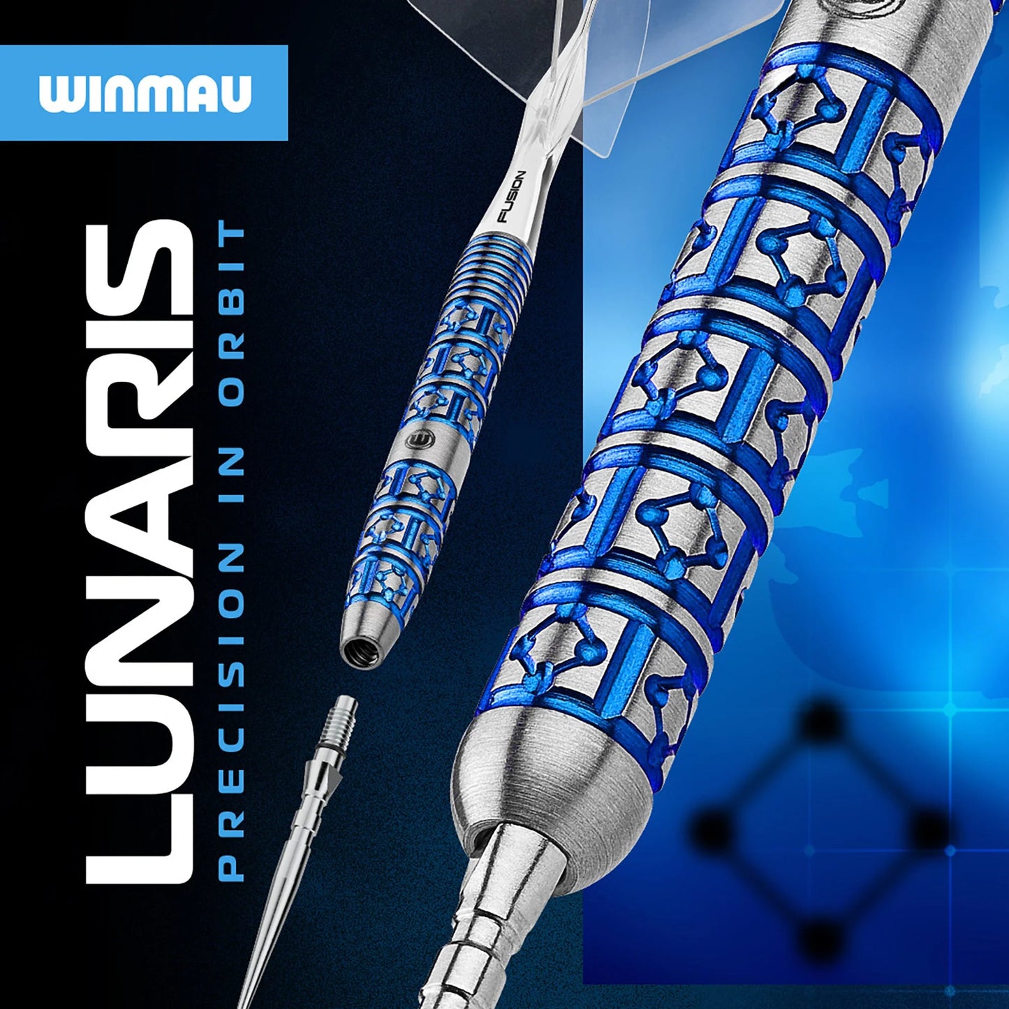 Winmau Frontier Collection - Lunaris Switch Point Steel Tip Darts - Tapered 24g 90% Tungsten Alloy
