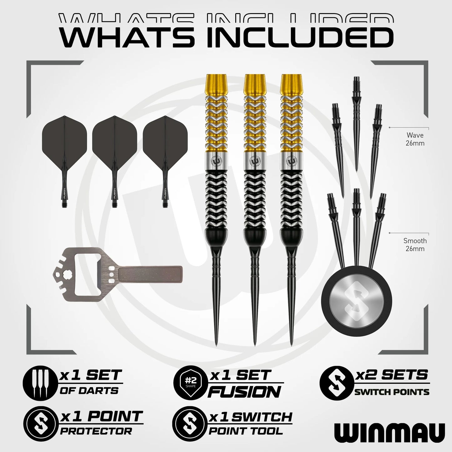Winmau Frontier Collection - Exion Switch Point Steel Tip Darts - Parallel 22g 90% Tungsten Alloy