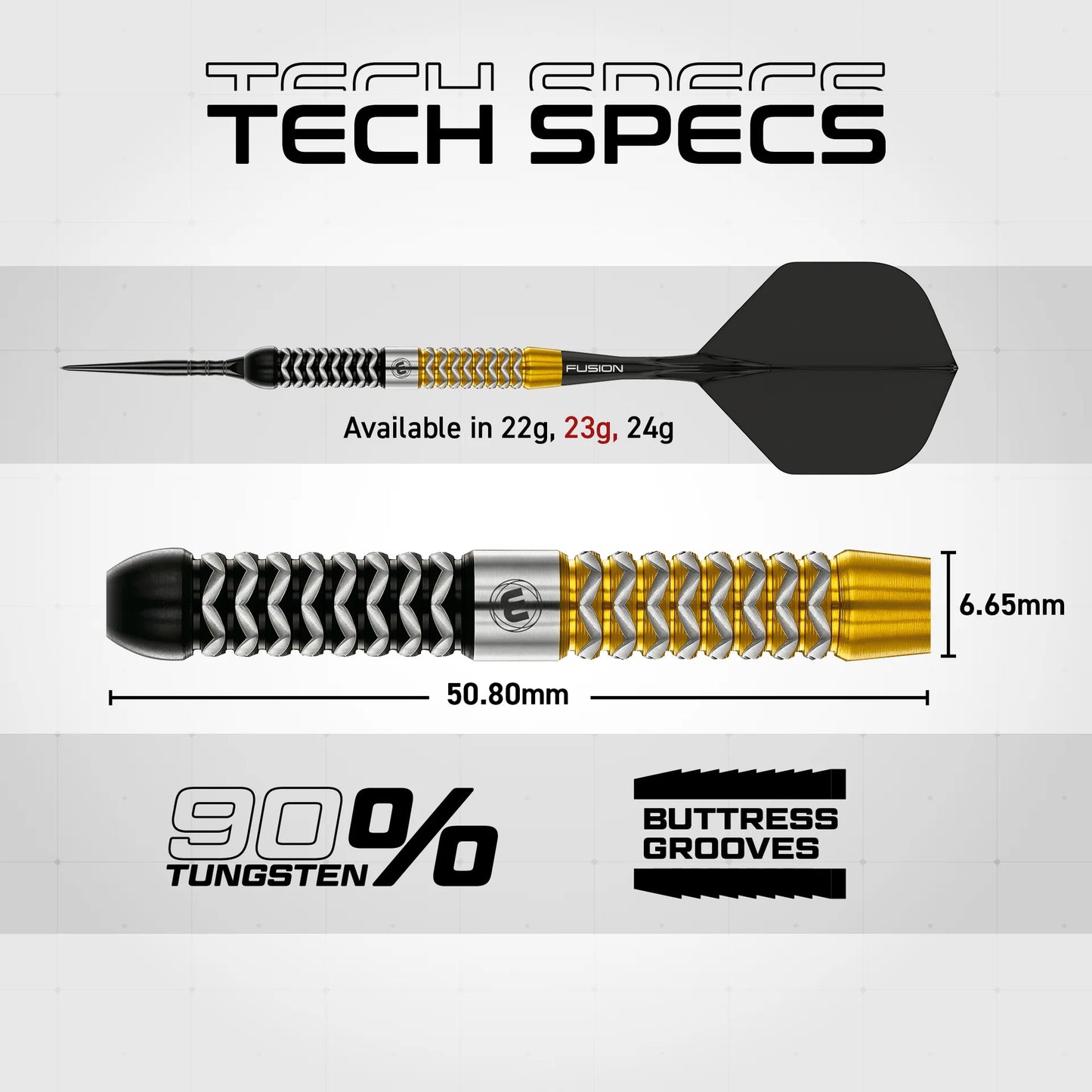 Winmau Frontier Collection - Exion Switch Point Steel Tip Darts - Parallel 23g 90% Tungsten Alloy