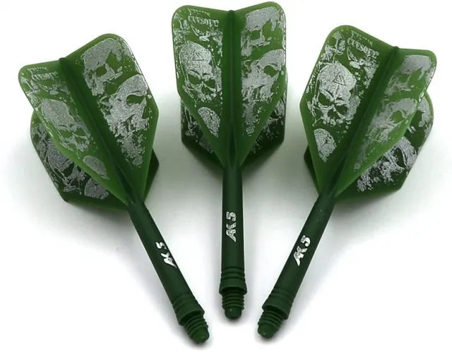 CUESOUL ROST AK5 Integrated Dart Shaft & Flight - Big Wing Shape - Short - Skulls Green