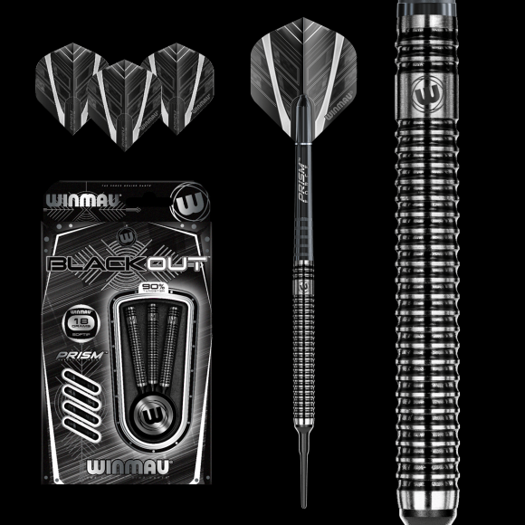 Winmau Blackout Steel Tip Dart Set 18 gram 90% Tungsten alloy SOFT TIP