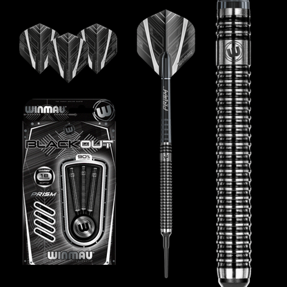 Winmau Blackout Steel Tip Dart Set 18 gram 90% Tungsten alloy SOFT TIP