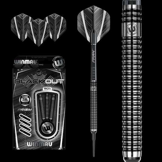 Winmau Blackout Steel Tip Dart Set 18 gram 90% Tungsten alloy SOFT TIP
