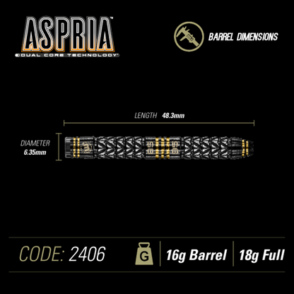 Winmau Aspria 18 gram 95%/85% Tungsten alloy Dual Core technology SOFT TIP