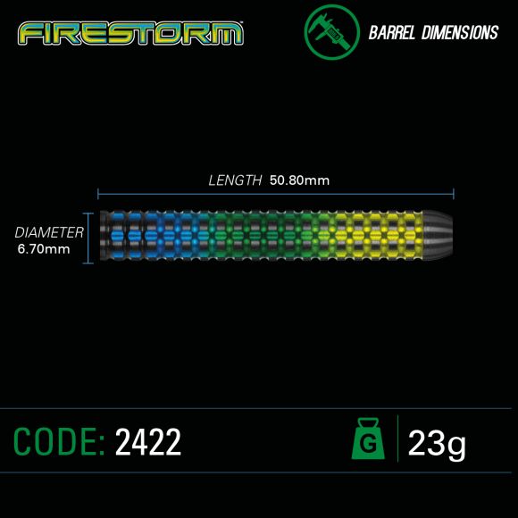 Winmau Firestorm Steel Tip Dart Set 23 gram 90% Tungsten Alloy