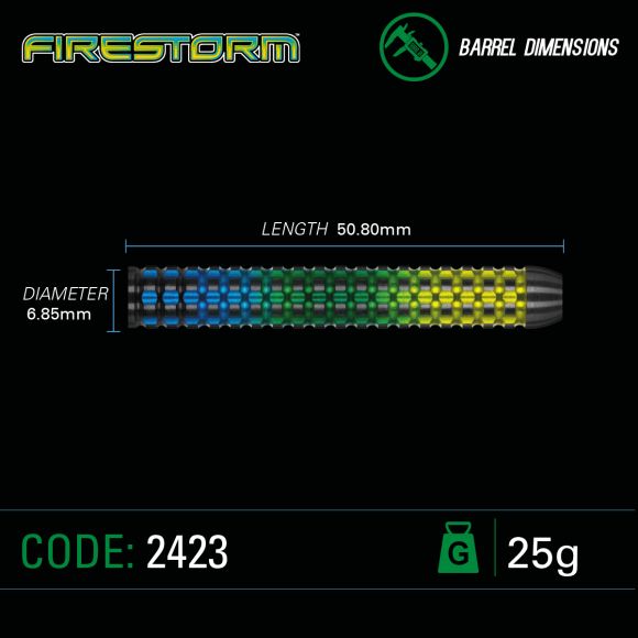 Winmau Firestorm Steel Tip Dart Set 25 gram 90% Tungsten alloy