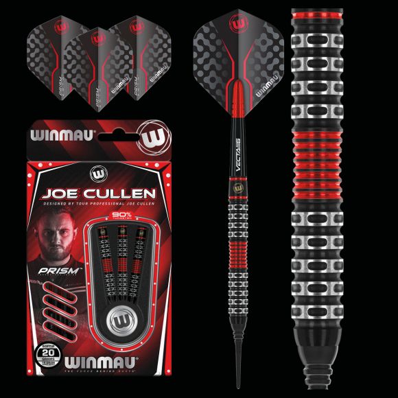 WINMAU Joe Cullen Ignition 20g Professional Softip Tungsten Darts Set with Flights and Stems (Shafts WINMAU Joe Cullen Ignition 20g Professional Softip Tungsten Darts Set with Flights and Stems (Shafts