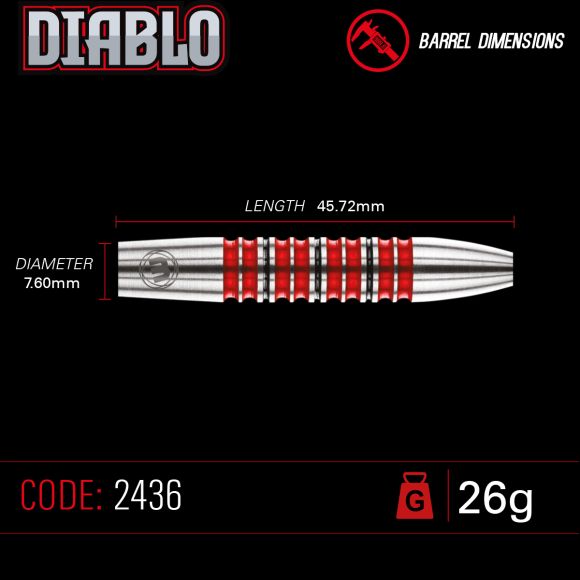 Winmau Diablo Steel Tip Dart Set 26 gram 90% Tungsten alloy