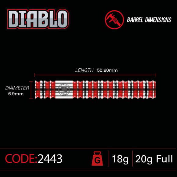 Winmau Diablo 18 gram barrel/20 gram full 90% Tungsten alloy SOFT TIP