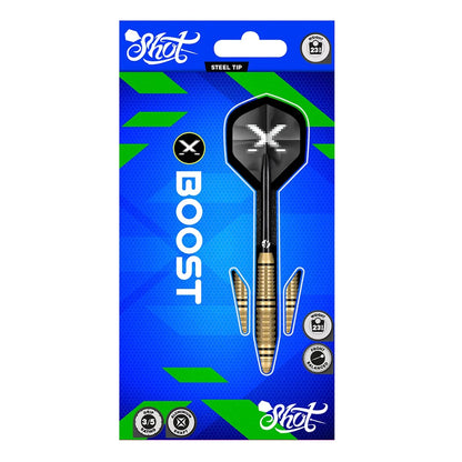 Shot X-Boost Steel Tip Dart Set - Brass Barrels - 23gm