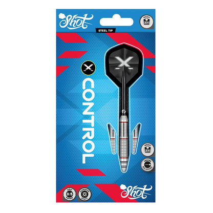 Shot X-Control Steel Tip Dart Set - Brass Barrels - 23gm