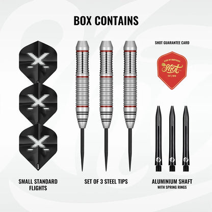Shot X-Control Steel Tip Dart Set - Brass Barrels - 23gm