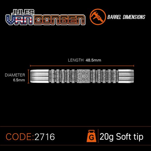 Winmau Jules van Dongen - 20 gram 90% Tungsten alloy SOFT TIP