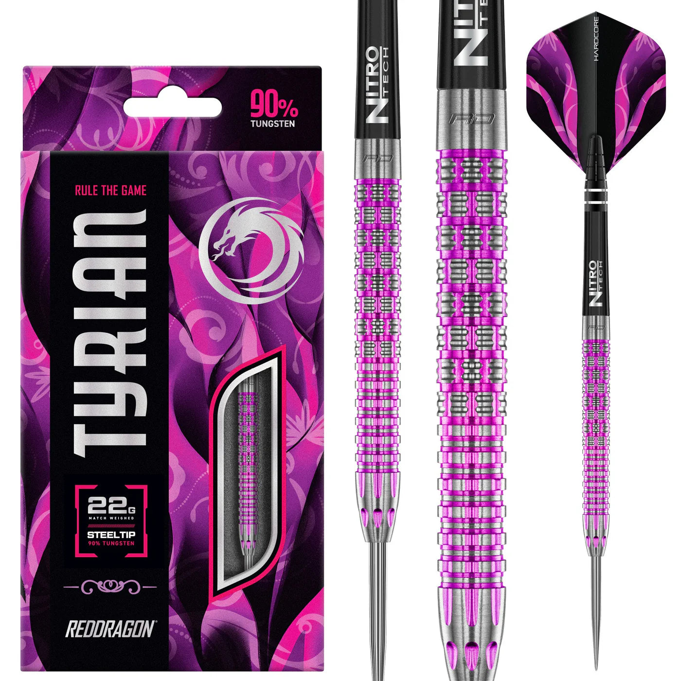 Red Dragon Tyrian Steel Tip Darts 90% Tungsten - 22gm