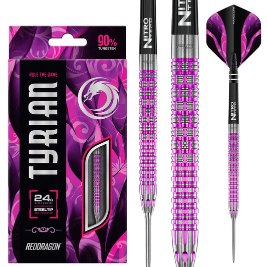 Red Dragon Tyrian Steel Tip Darts 90% Tungsten - 24gm