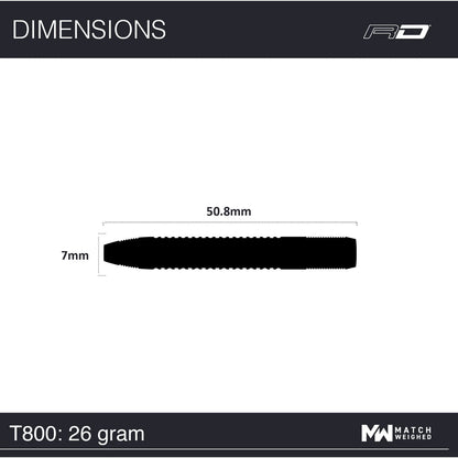 Red Dragon T-800 Steel Tip Darts 90% Tungsten - 26gm