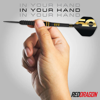 Red Dragon 50 Year Limited Edition Gian Van Veen Steel Tip Darts in Gift box 90% Tungsten