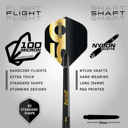 Red Dragon 50 Year Limited Edition Luke Humphries Steel Tip Darts in Gift box 90% Tungsten