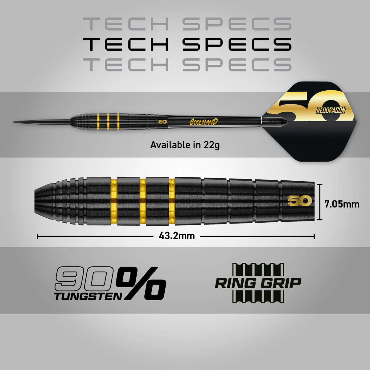 Red Dragon 50 Year Limited Edition Luke Humphries Steel Tip Darts in Gift box 90% Tungsten