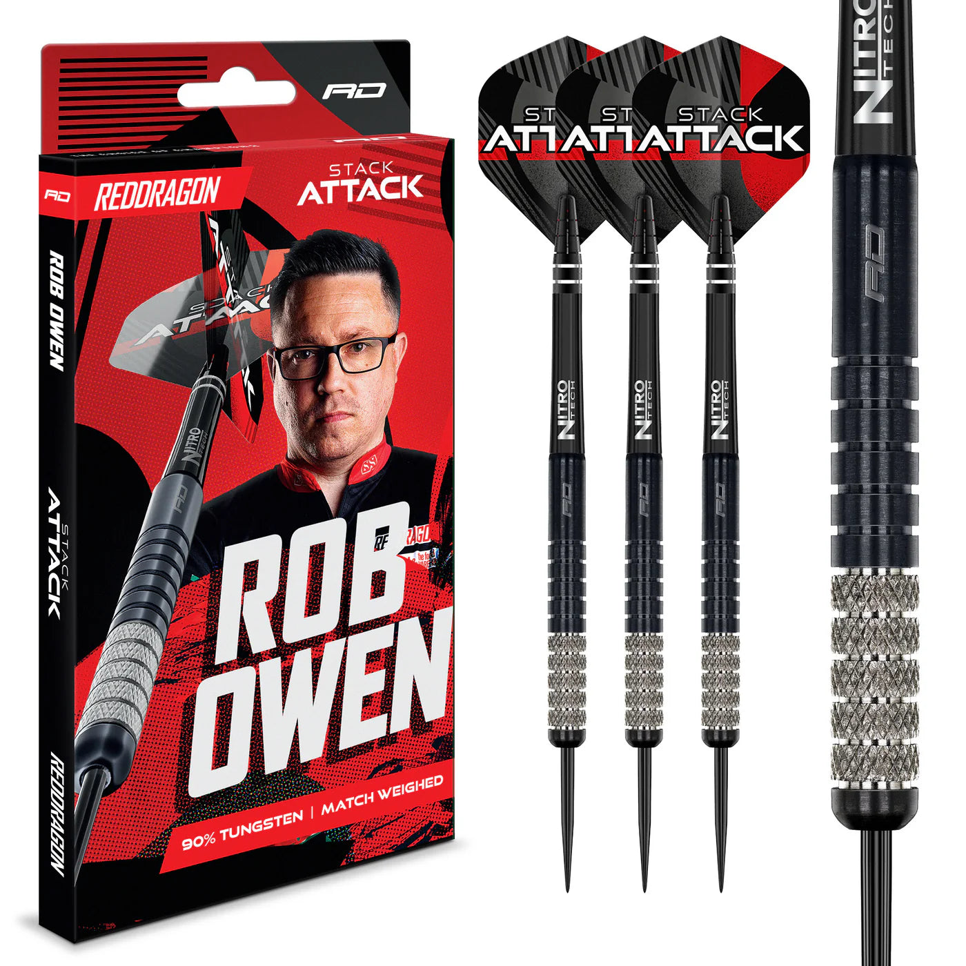 Red Dragon Rob Owen Steel Tip Darts 90% Tungsten 22gm