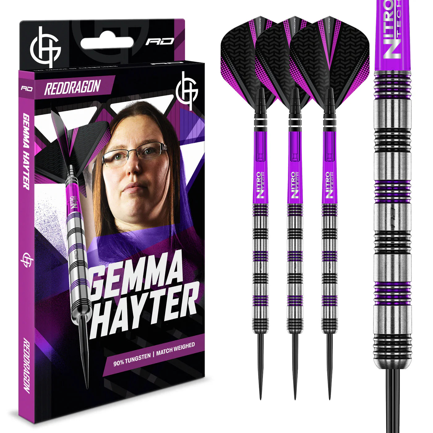Red Dragon Gemma Hayter Steel Tip Darts 90% Tungsten 22gm