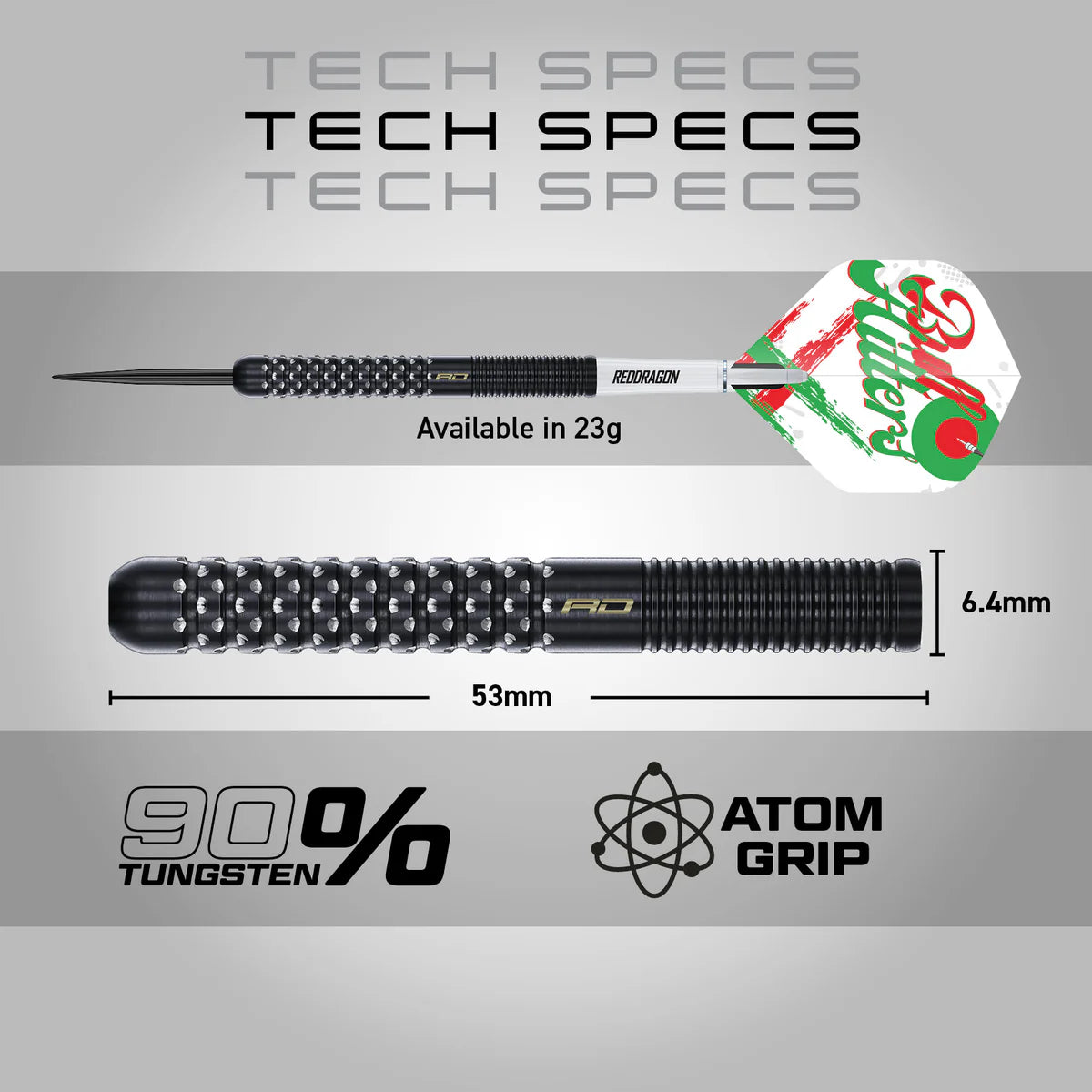Red Dragon Bullhitters V1 Steel Tip Darts 23 gram 90% Tungsten