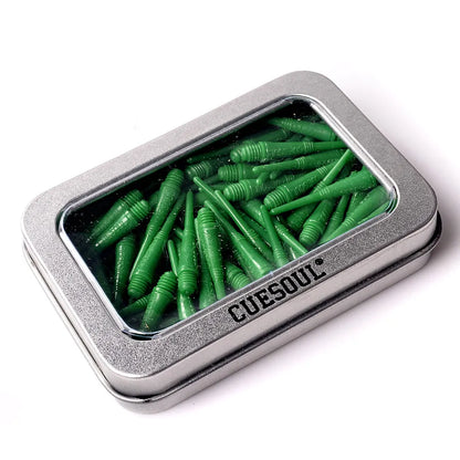CUESOUL Soft Tip Darts Points 2BA Thread Pack of 100 in Tin - Green