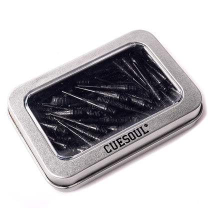 CUESOUL Soft Tip Darts Points 2BA Thread Pack of 100 in Tin - Black