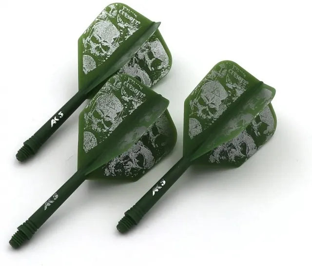 CUESOUL ROST AK5 Integrated Dart Shaft & Flight - Big Wing Shape - Short - Skulls Green