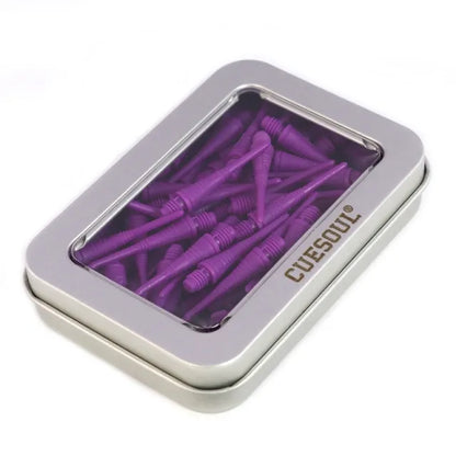 CUESOUL Soft Tip Darts Points 2BA Thread Pack of 100 in Tin - Purple