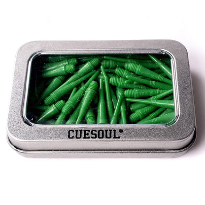 CUESOUL Soft Tip Darts Points 2BA Thread Pack of 100 in Tin - Green
