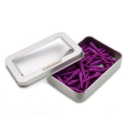 CUESOUL Soft Tip Darts Points 2BA Thread Pack of 100 in Tin - Purple