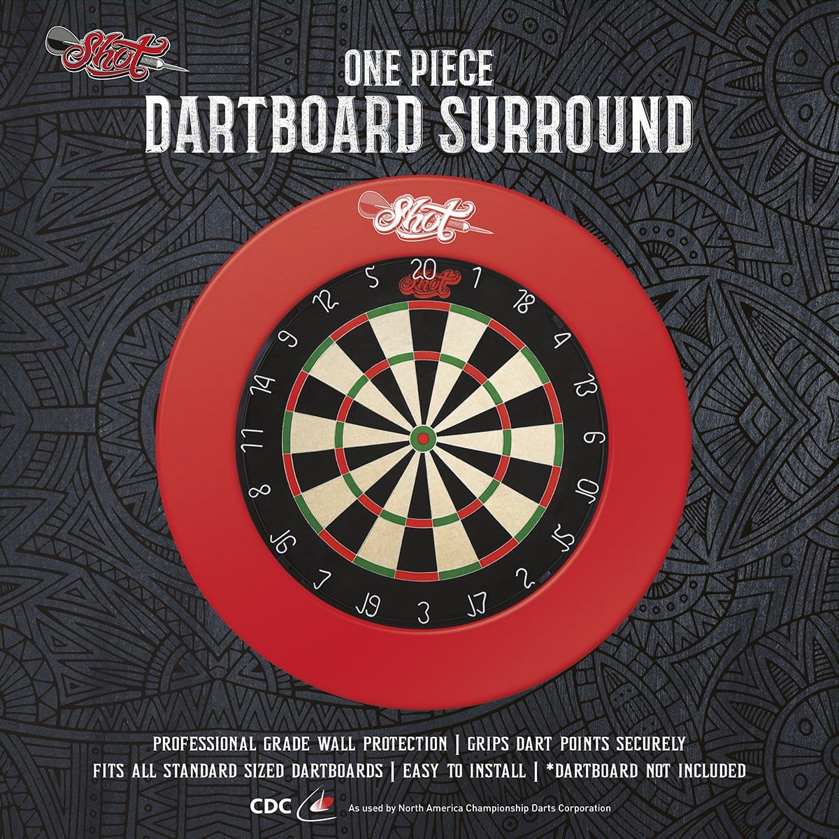 Shot 1 Piece Dartboard Surround Red