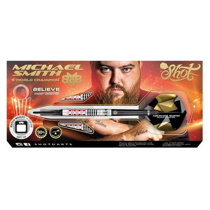 Shot Michael Smith Believe Soft Tip Dart Set-90% Tungsten Front Weighted-20gm