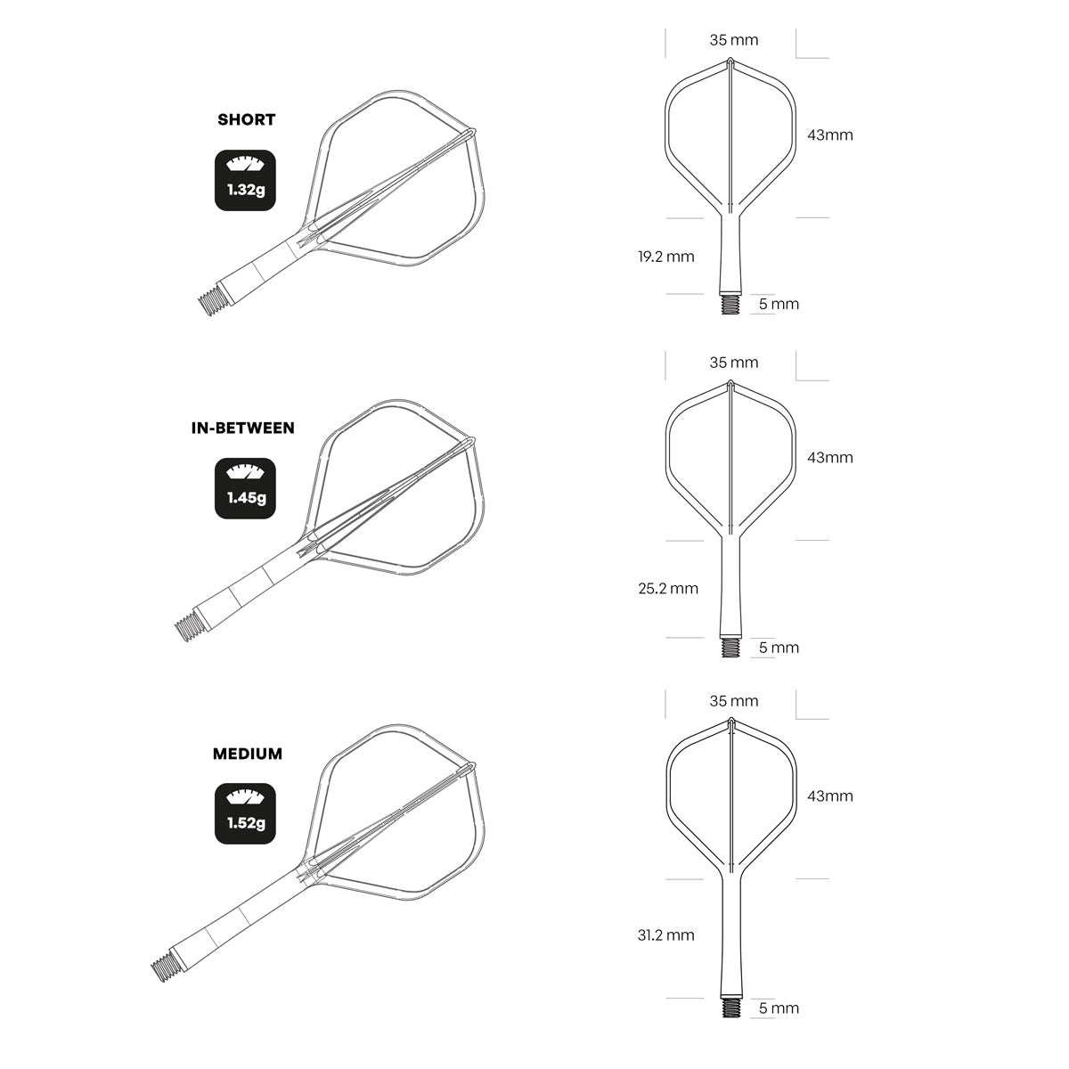 Shot Flight Deck One Piece Dart Flight and Shaft System Red Medium