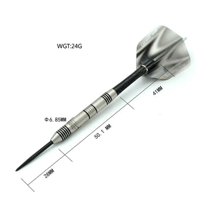 CUESOUL Glory 24 gram Black Lines & Black Shaft 85% Tungsten Steel Tip Dart Set