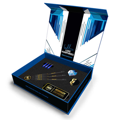 Red Dragon 50 Year Limited Edition Luke Humphries Steel Tip Darts in Gift box 90% Tungsten