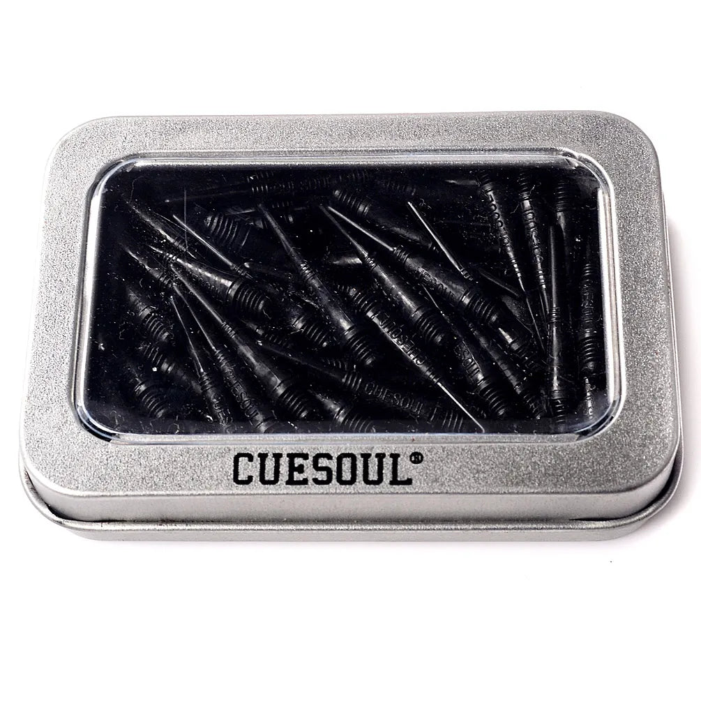 CUESOUL Soft Tip Darts Points 2BA Thread Pack of 100 in Tin - Black