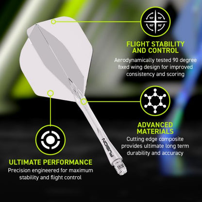 Winmau Fusion Integrated Flight & Shaft #2 Shape - Medium - Clear