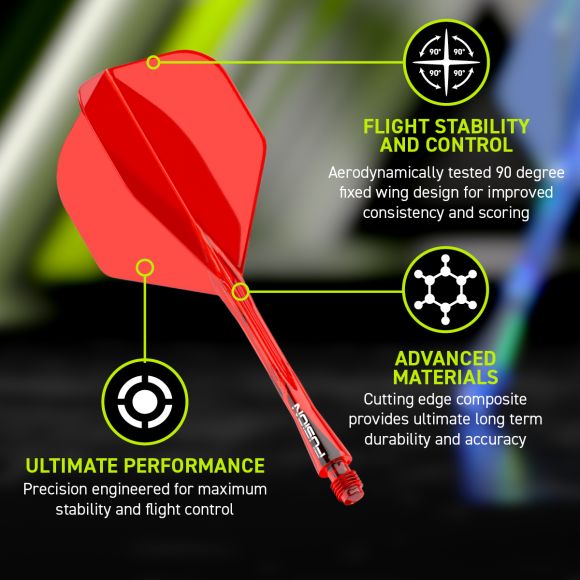 Winmau Fusion Integrated Flight & Shaft #2 Shape - Medium - Red