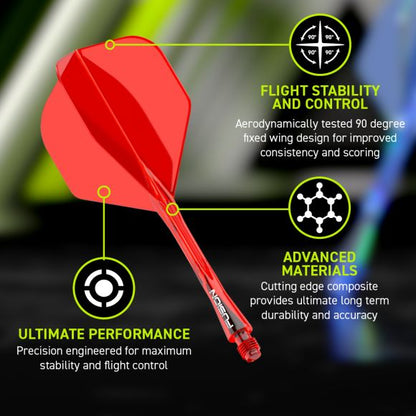 Winmau Fusion Integrated Flight & Shaft #2 Shape - Medium - Red