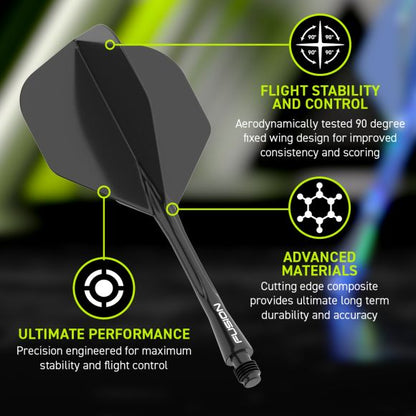 Winmau Fusion Integrated Flight & Shaft #6 Standard - Short - Black