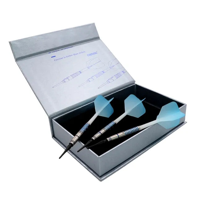 CUESOUL Blue Gem Stone 20 gram 90% Tungsten Soft Tip Dart Set w/ ROST Flights