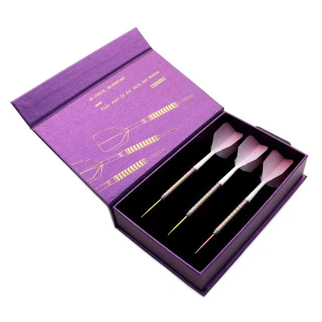 CUESOUL Pink Gem Stone 22 gram 90% Tungsten Steel Tip Dart Set w/ ROST Flights