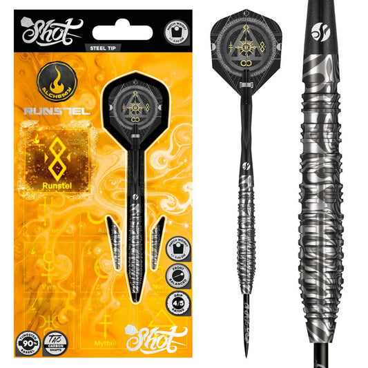 Shot Alchemy Runstel Steel Tip Dart Set-90% Tungsten Barrels-23gm
